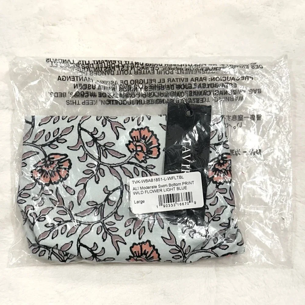 NWT Tavik Ali Moderate Swim Bottom in Light Blue Wild Flower Print - Large